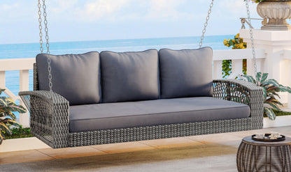 3 Person Large Patio Swing Bench With Cushions For Backyard