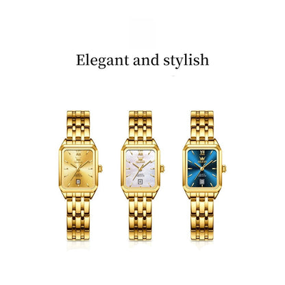 Women's Gold-Tone Rectangular Bracelet Watch