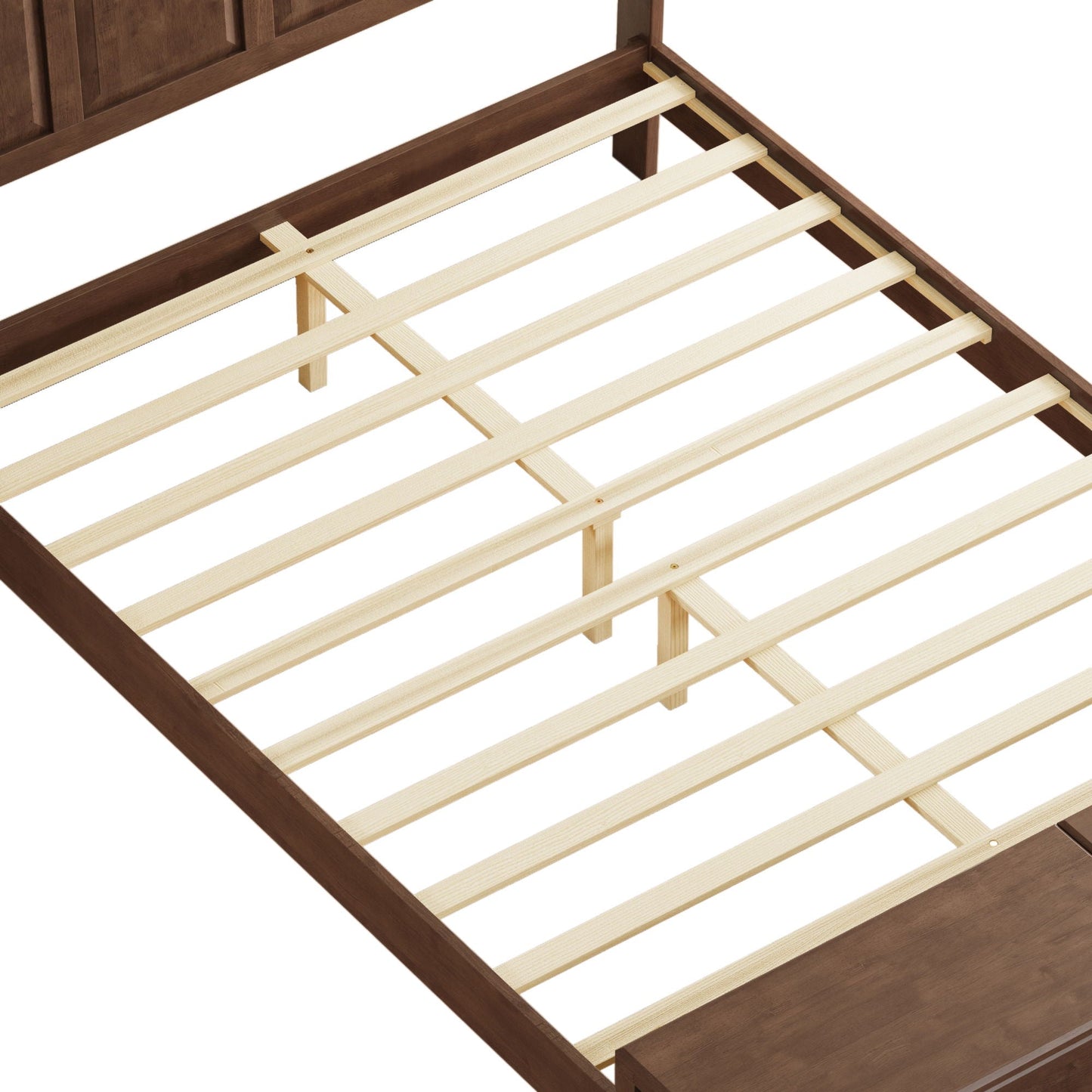 Sleigh Bed Frame With Tall Headboard And Storage Bench