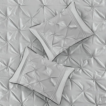 7 Piece Tufted Comforter Set Grey Queen