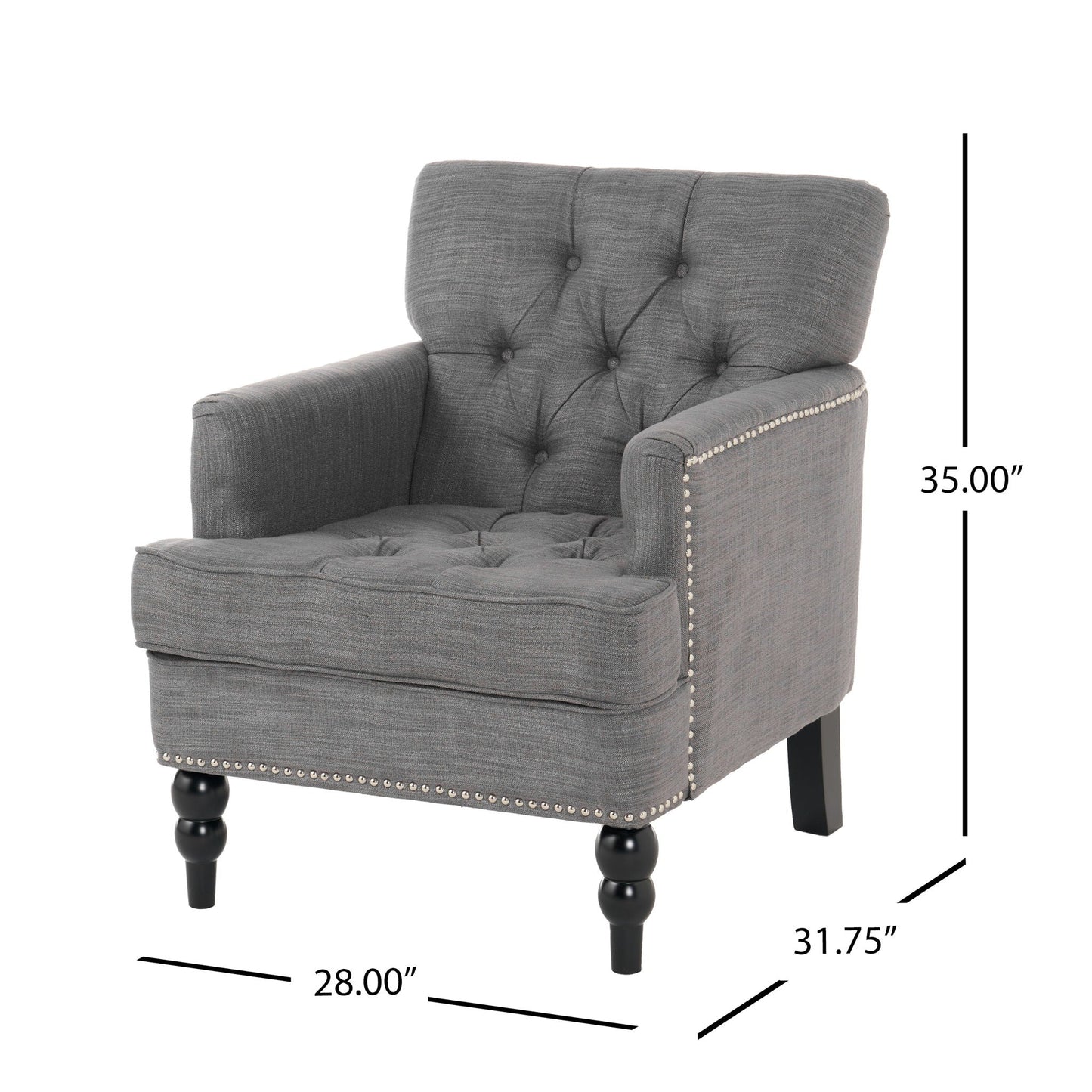 Harrison Tufted Club Chair with Button Tufted Back and Birch Wood Legs