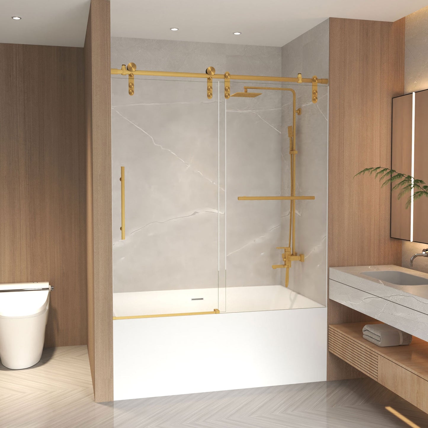 56-60" x 66" Frameless Sliding Bathtub Door
