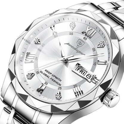 Mens Watch Leather Strap Quartz Movement