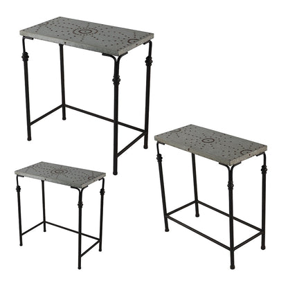 Set of 3 Gilbert Nesting Tables Metal Plant Stand