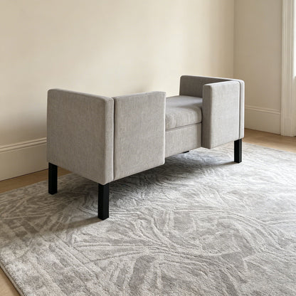 Upholstered Ottoman With 2 Bolster Pillows For Living Room - Gray