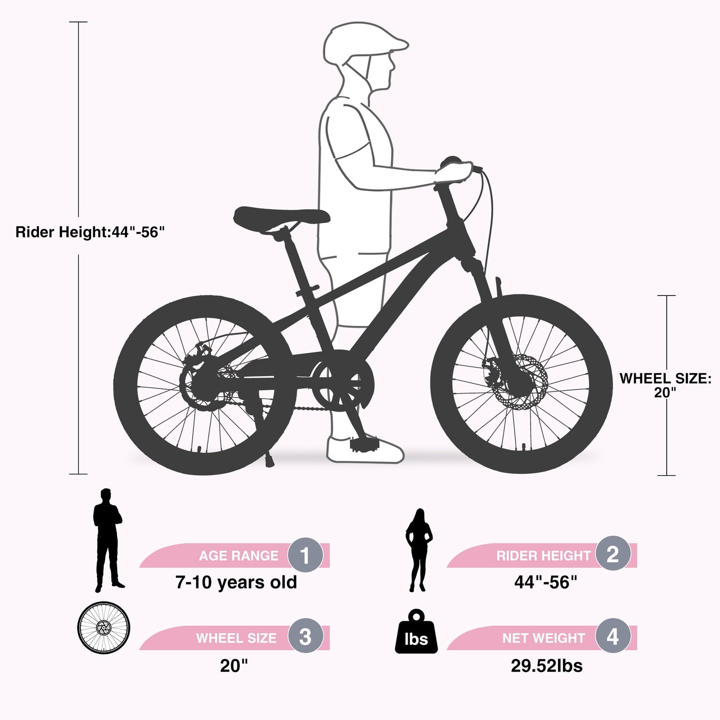 ZUKKA 20 Inch Mountain Bike for Boys and Girls (Ages 7-10)