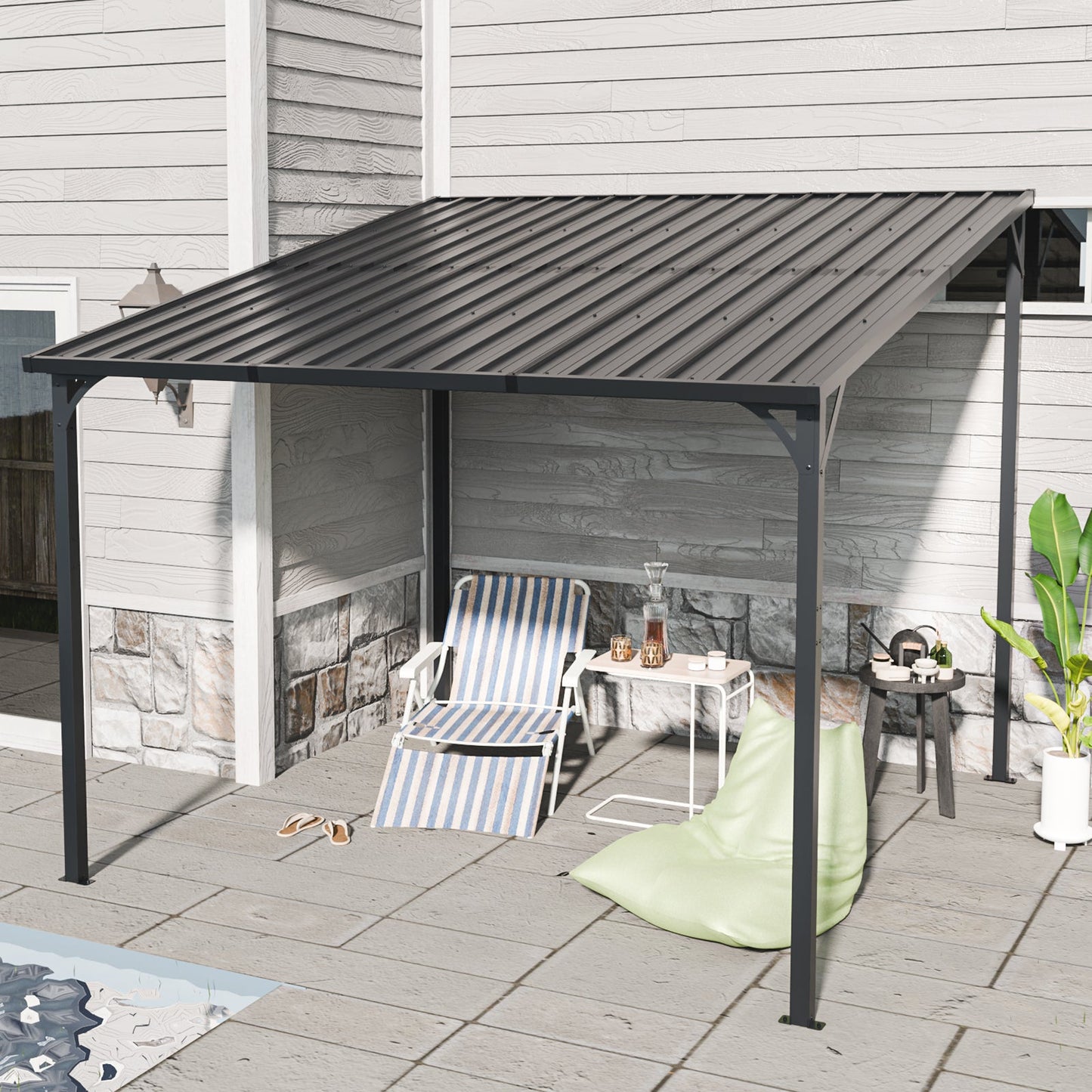 Outdoor Pergola, 10' x 10' Hardtop Gazebo for Yard