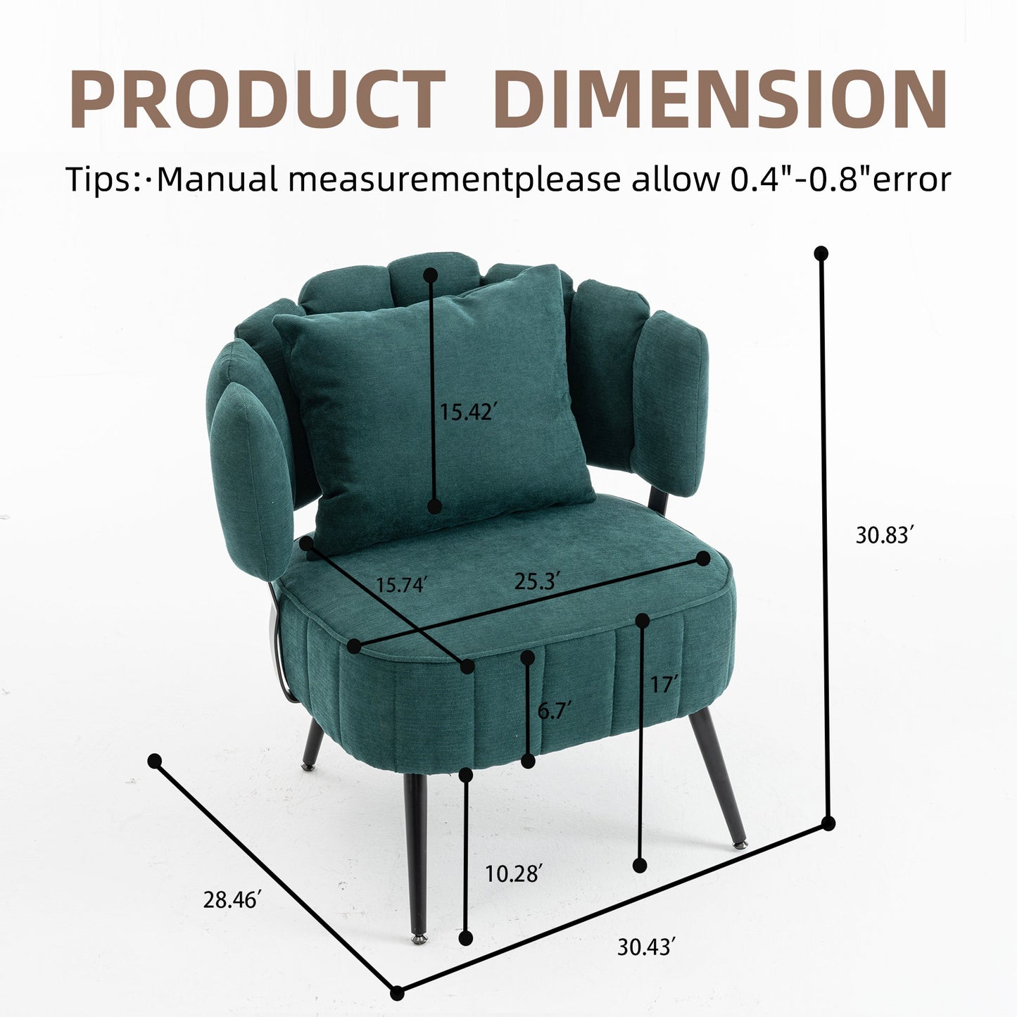 Decorative Chenille Armchair with Spring Seat Cushion