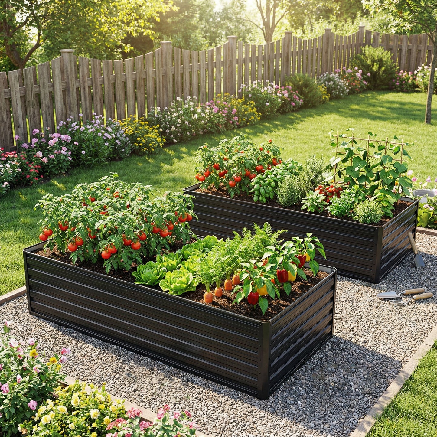2-Pack 6x3x2 FT Galvanized Metal Raised Garden Beds