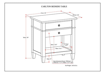Carlton - Bedside Table, Handcrafted