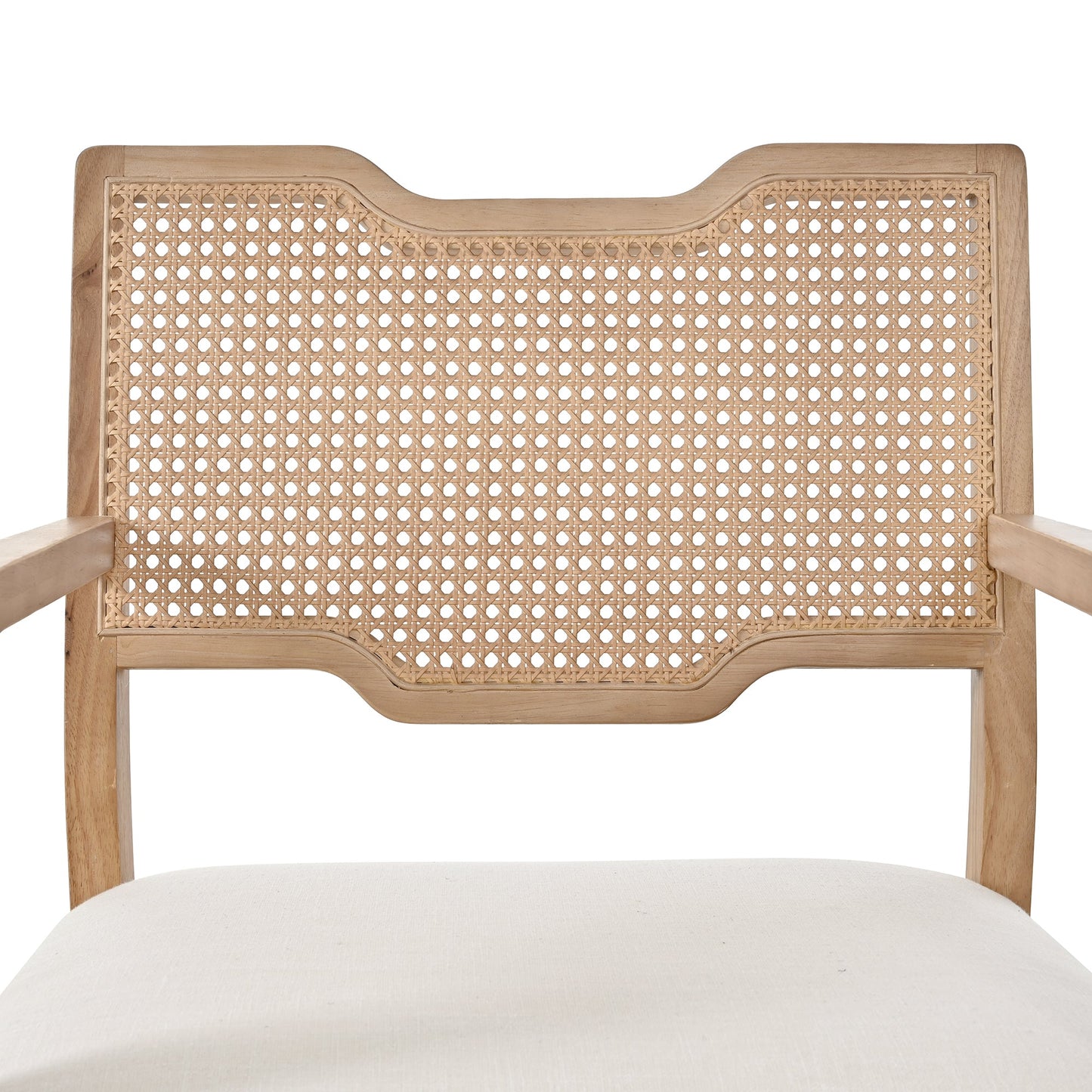 Farmhouse Dining Chairs Set of 2 with Upholstered Seats and Rattan Backrest