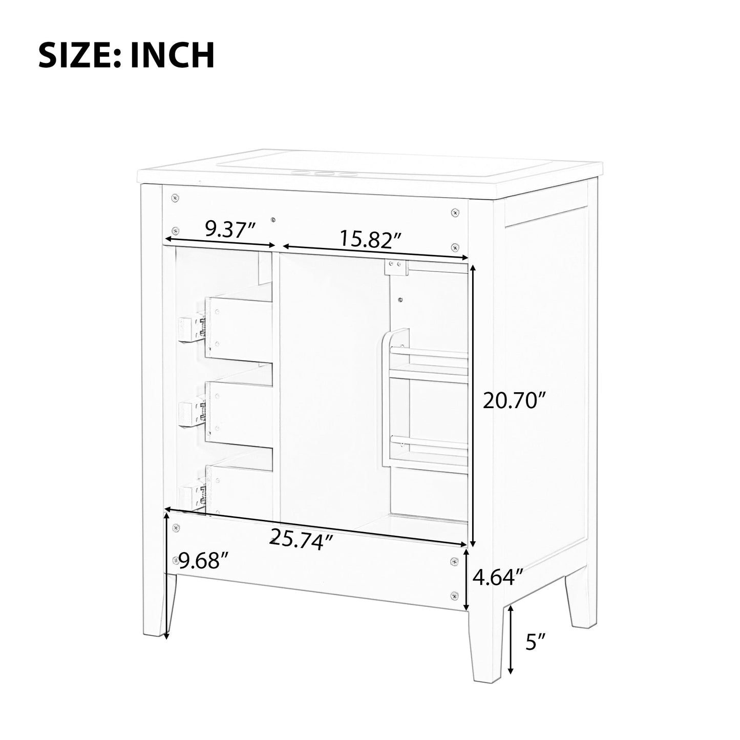 30" Bathroom Vanity Cabinet Base Without Sink
