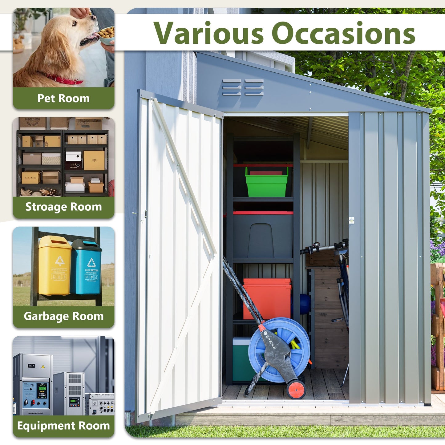 4x7 Foot Lean-To Shed in Olive