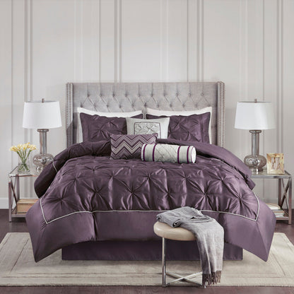 7 Piece Tufted Comforter Set Plum Full