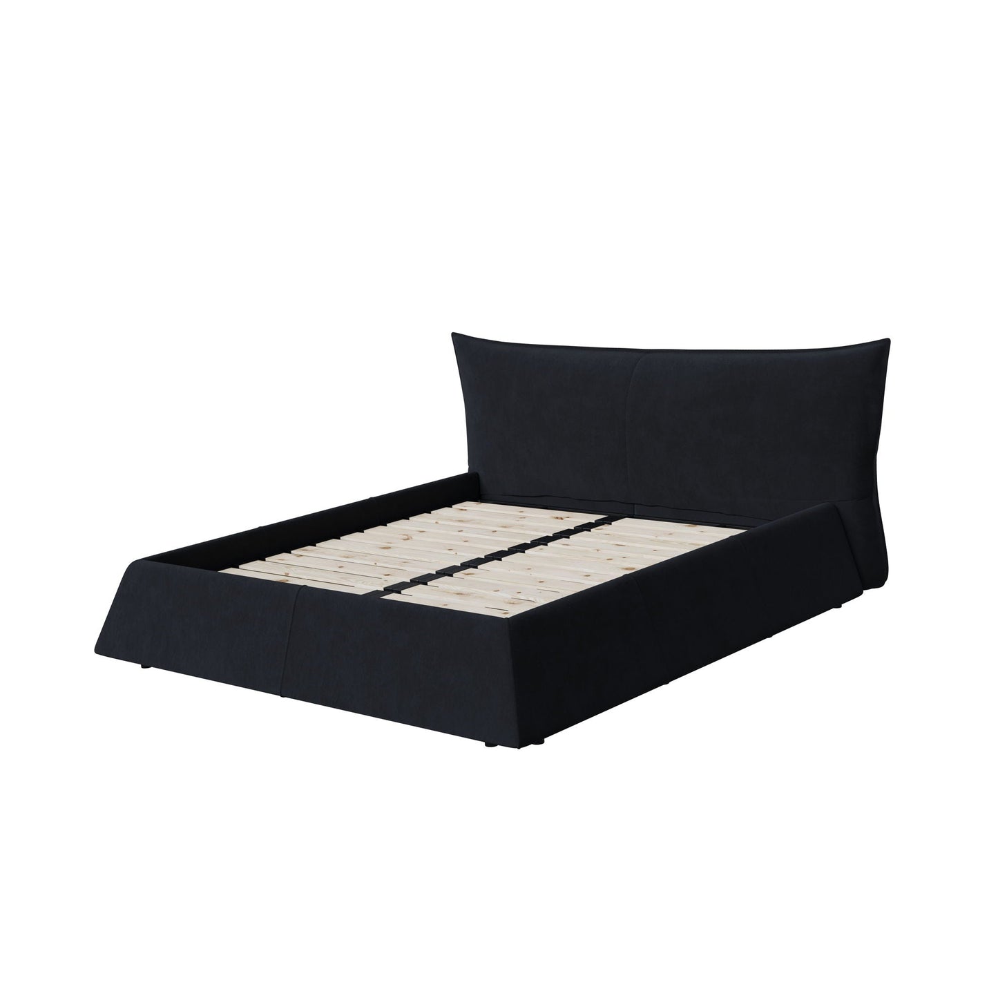 Upholstered Platform Bed With Special Shaped Headboard
