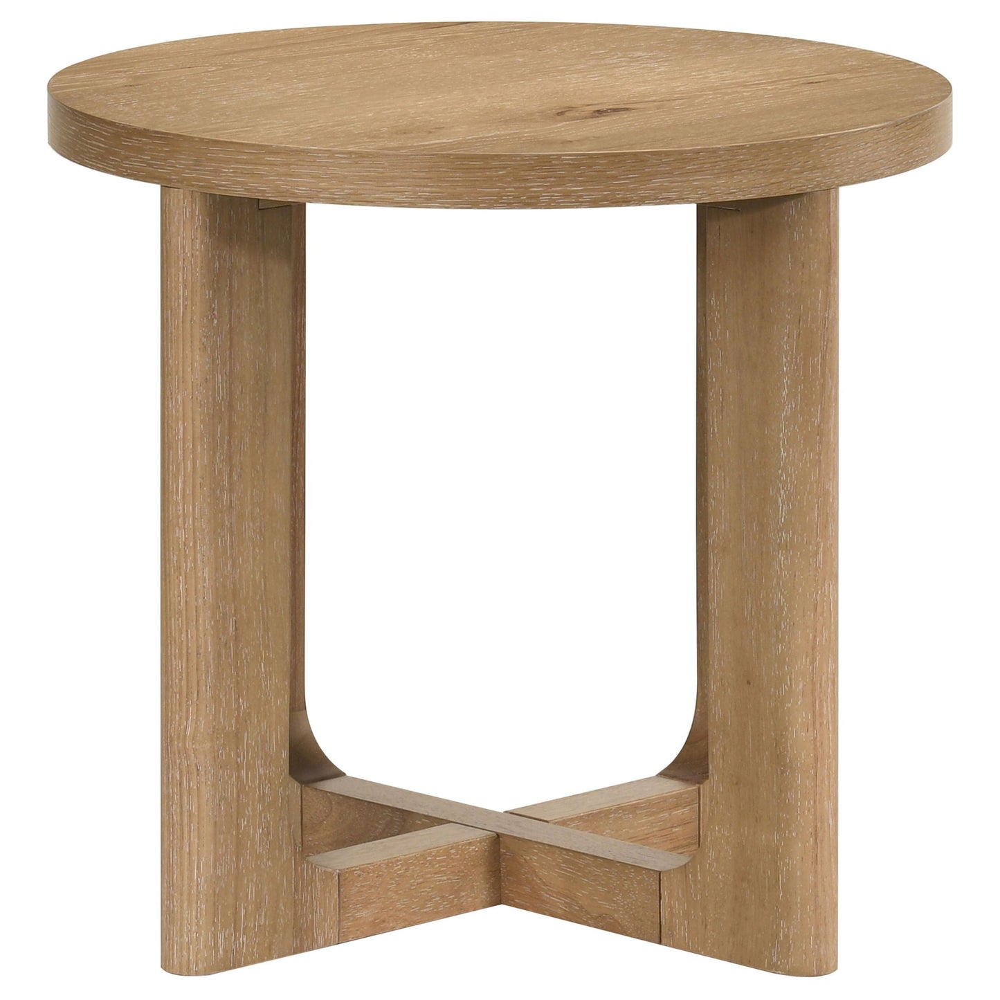 Kessler 2-piece Round Sculptural Wood Coffee Table Set Light Oak
