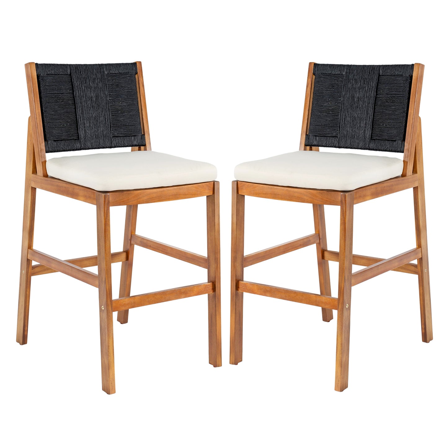 Outdoor Acacia Wood Bar Stools (Set of 2)