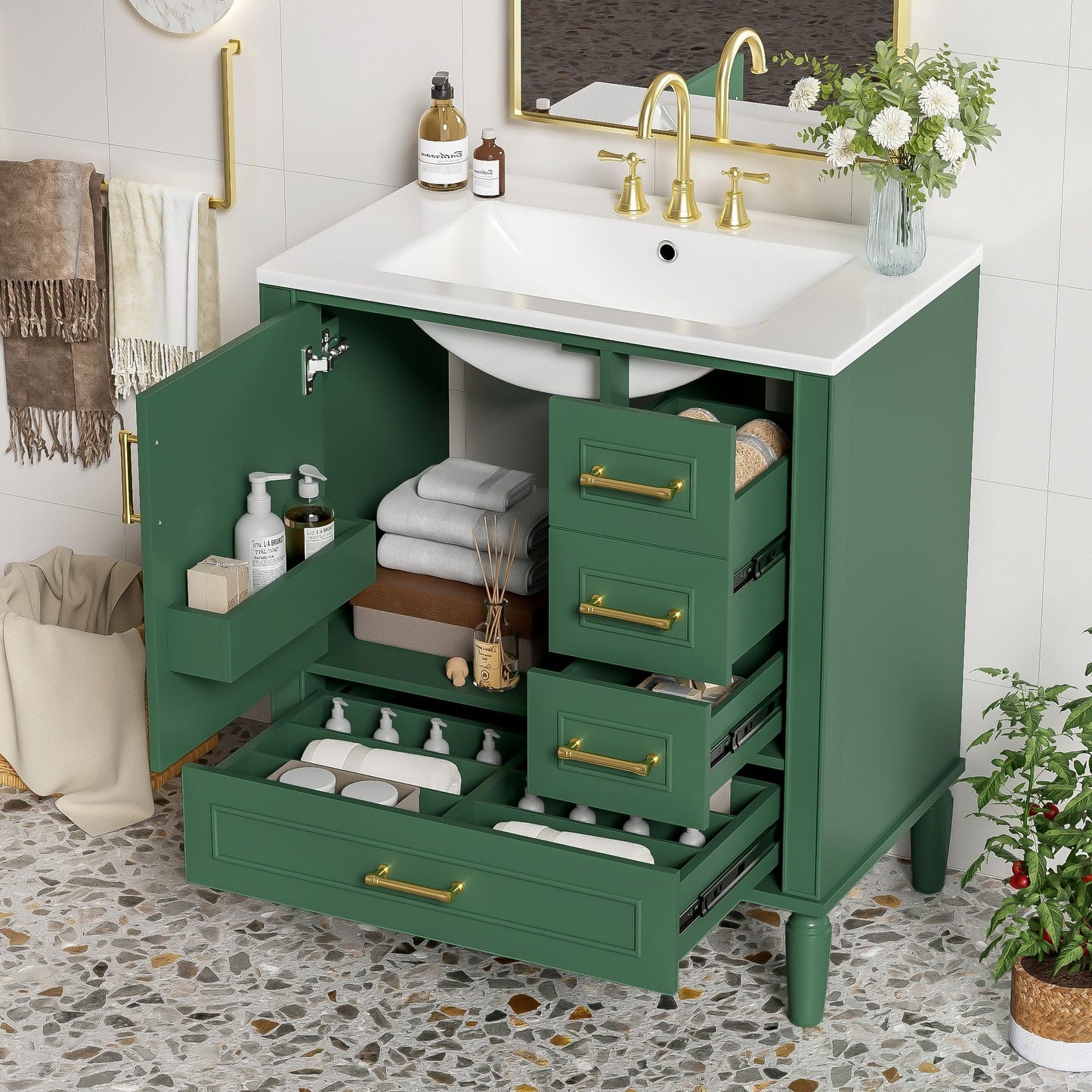 Traditional Bathroom Vanity Set With Soft Close Doors