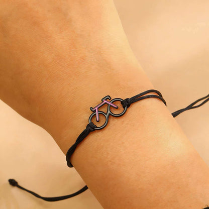 Handmade Braided Adjustable Bracelet with Bike Charm