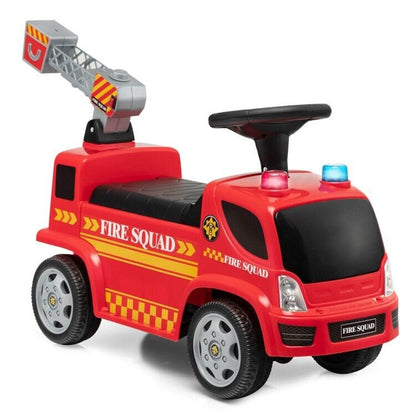Fire Truck Foot-to-Floor Push Car with Music & Bubble Maker for Kids