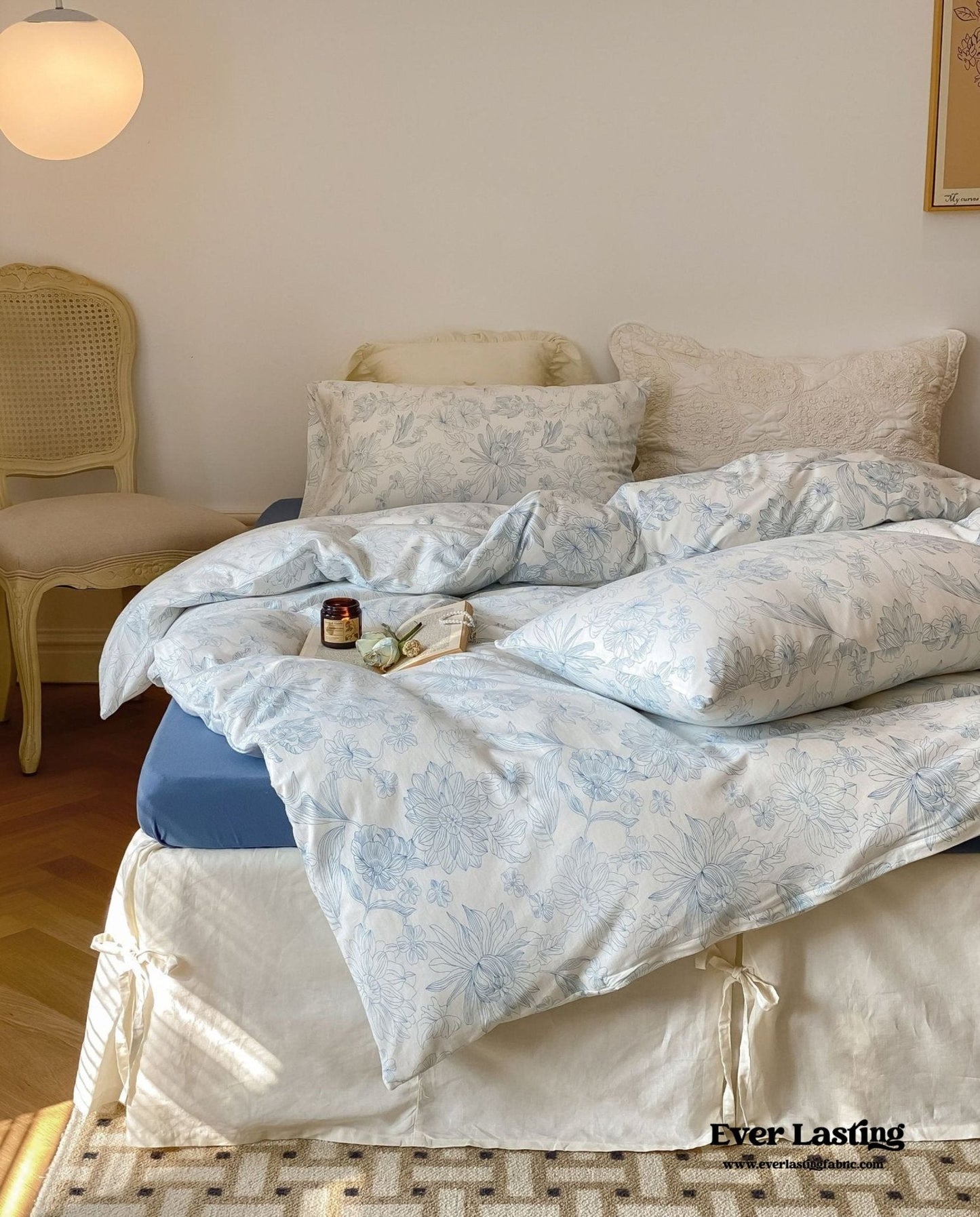 Fleur Elegant Floral Knit Cotton Bedding Set / Beige