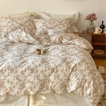 Fleur Elegant Floral Knit Cotton Bedding Set / Blue