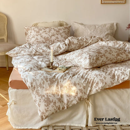 Fleur Elegant Floral Knit Cotton Bedding Set / Blue