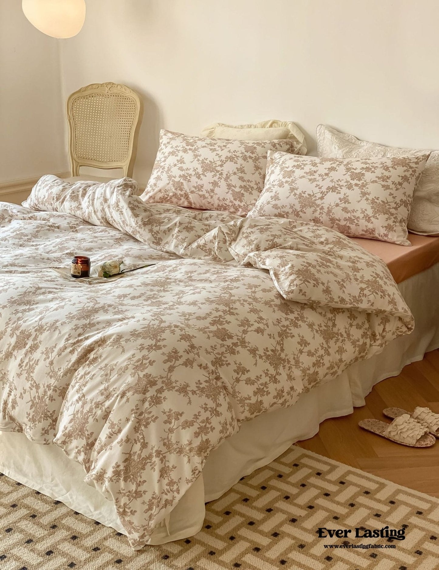 Fleur Elegant Floral Knit Cotton Bedding Set / Blue