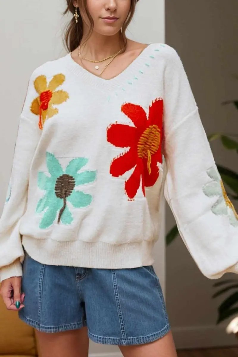 Women's V-Neck Knit Sweater | Trendsi Comfortable Fit