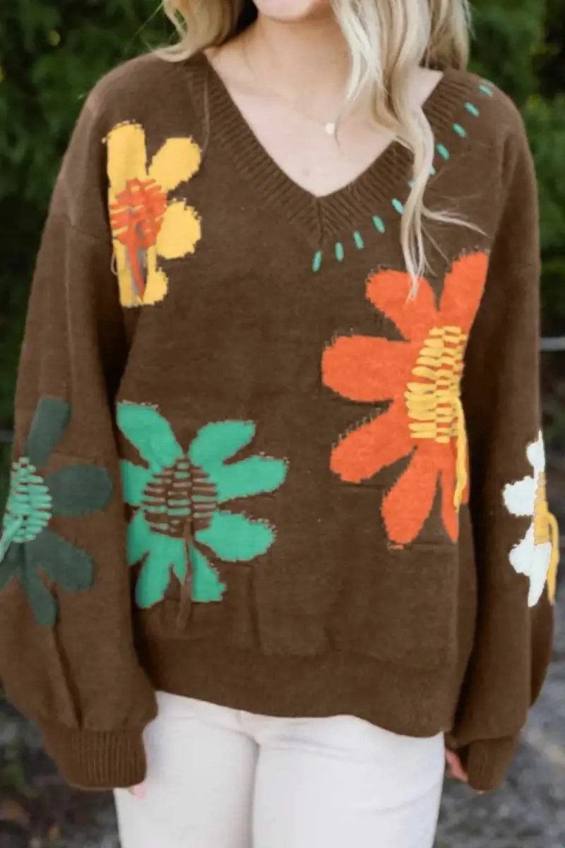 Women's V-Neck Knit Sweater | Trendsi Comfortable Fit