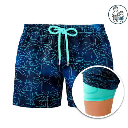 Foggy Palms Boys Hybrid Short, Swim and Play Trunk