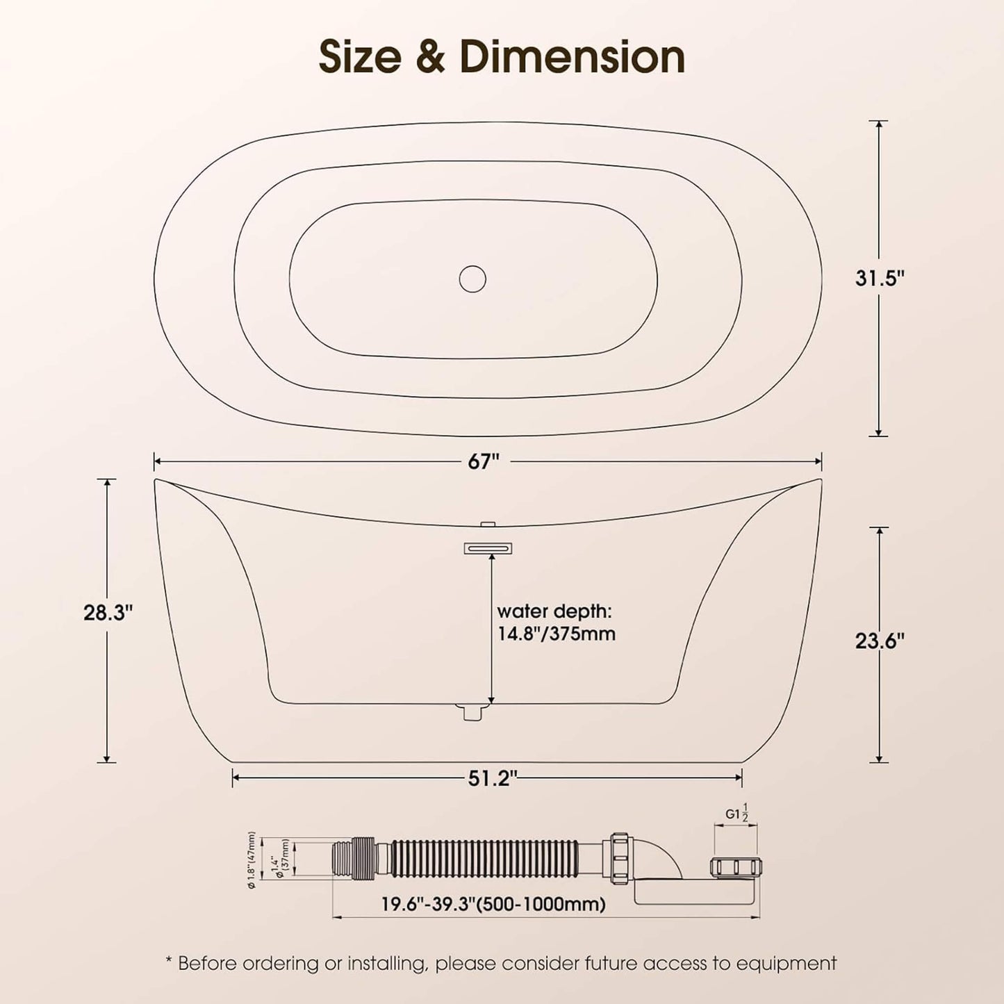 Nuvia Verano Freestanding Whirlpool Air Bubble LED Massage Bathtub (SAK47639)