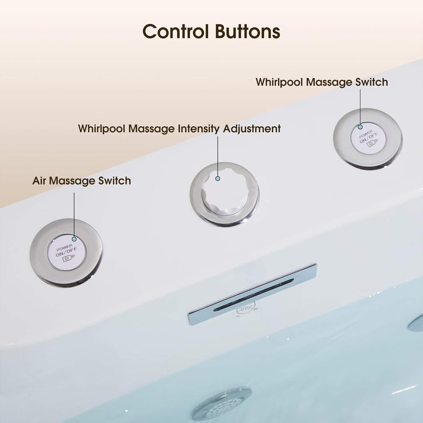 Nuvia Verano Freestanding Whirlpool Air Bubble LED Massage Bathtub (SAK47639)