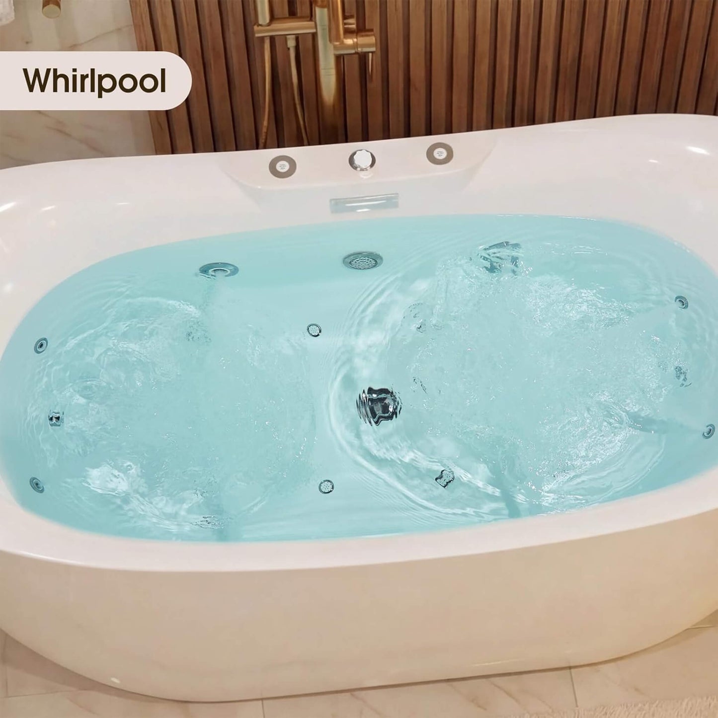 Nuvia Verano Freestanding Whirlpool Air Bubble LED Massage Bathtub (SAK47639)