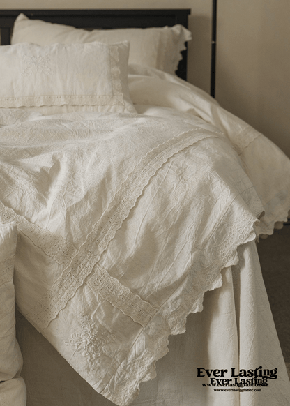 French Linen Cotton Embroidered Floral Pillowcases
