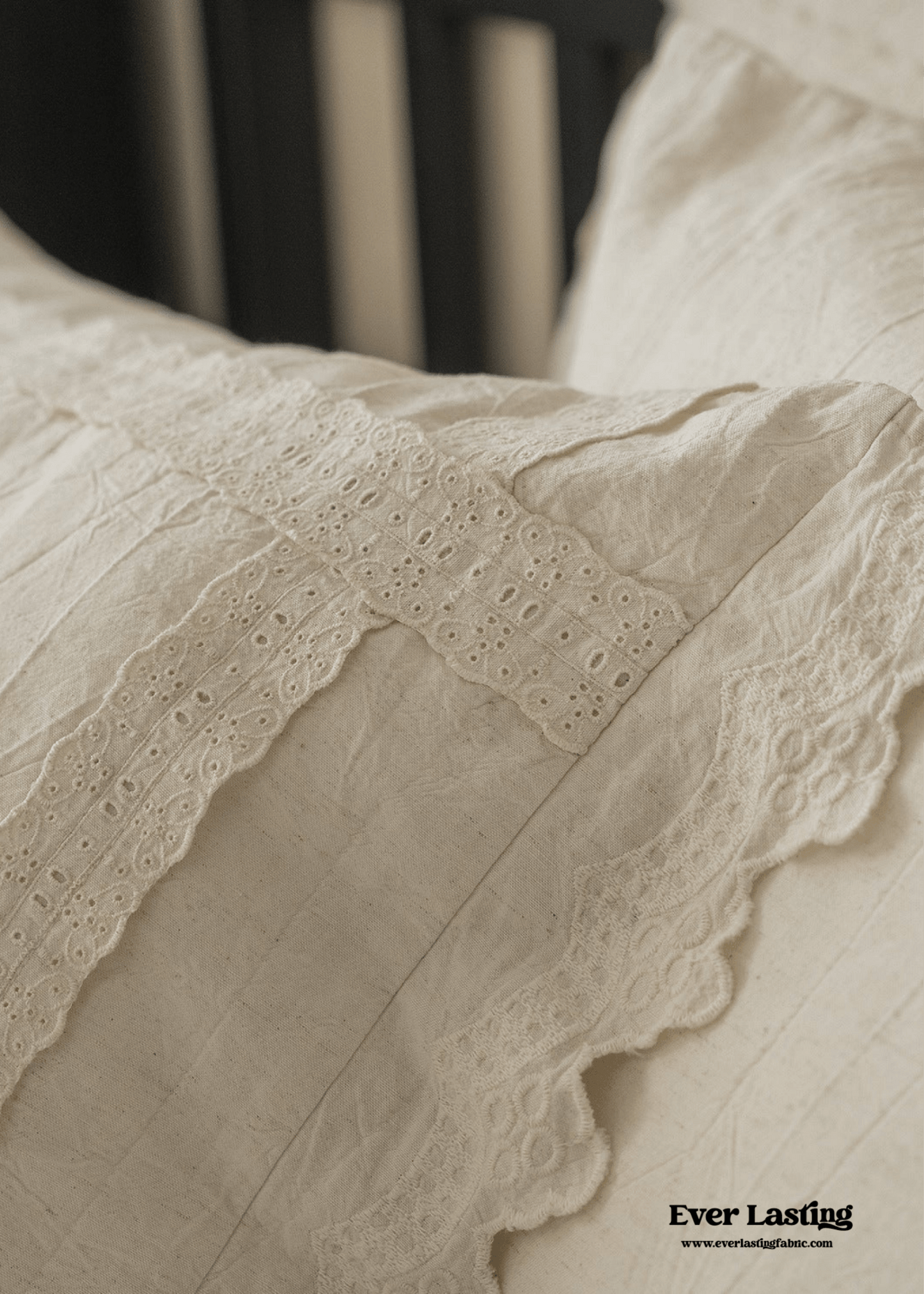French Linen Cotton Embroidered Floral Pillowcases