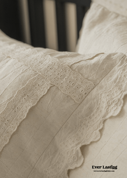 French Linen Cotton Embroidered Floral Pillowcases