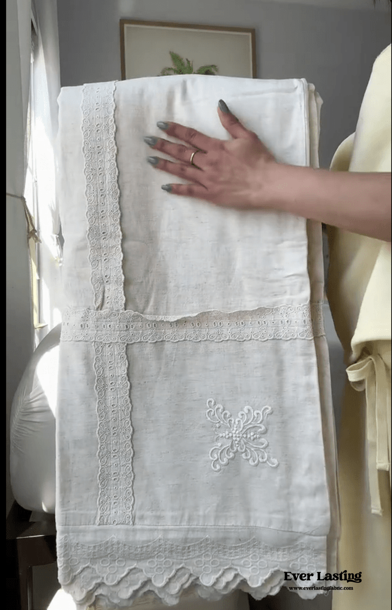 French Linen Cotton Embroidered Floral Pillowcases