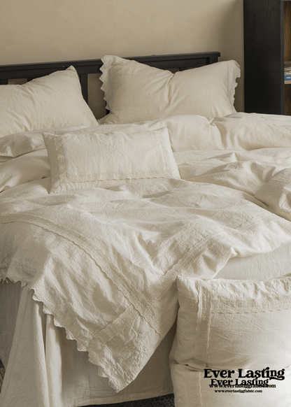 French Linen Cotton Embroidered Floral Pillowcases