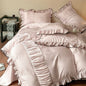 French Pleated Ruffle Bedding Set / Pink