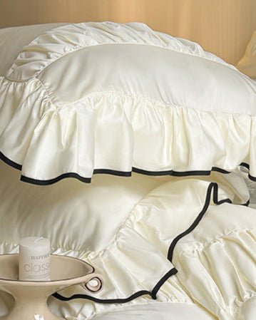 French Pleated Ruffle Bedding Set / Pink