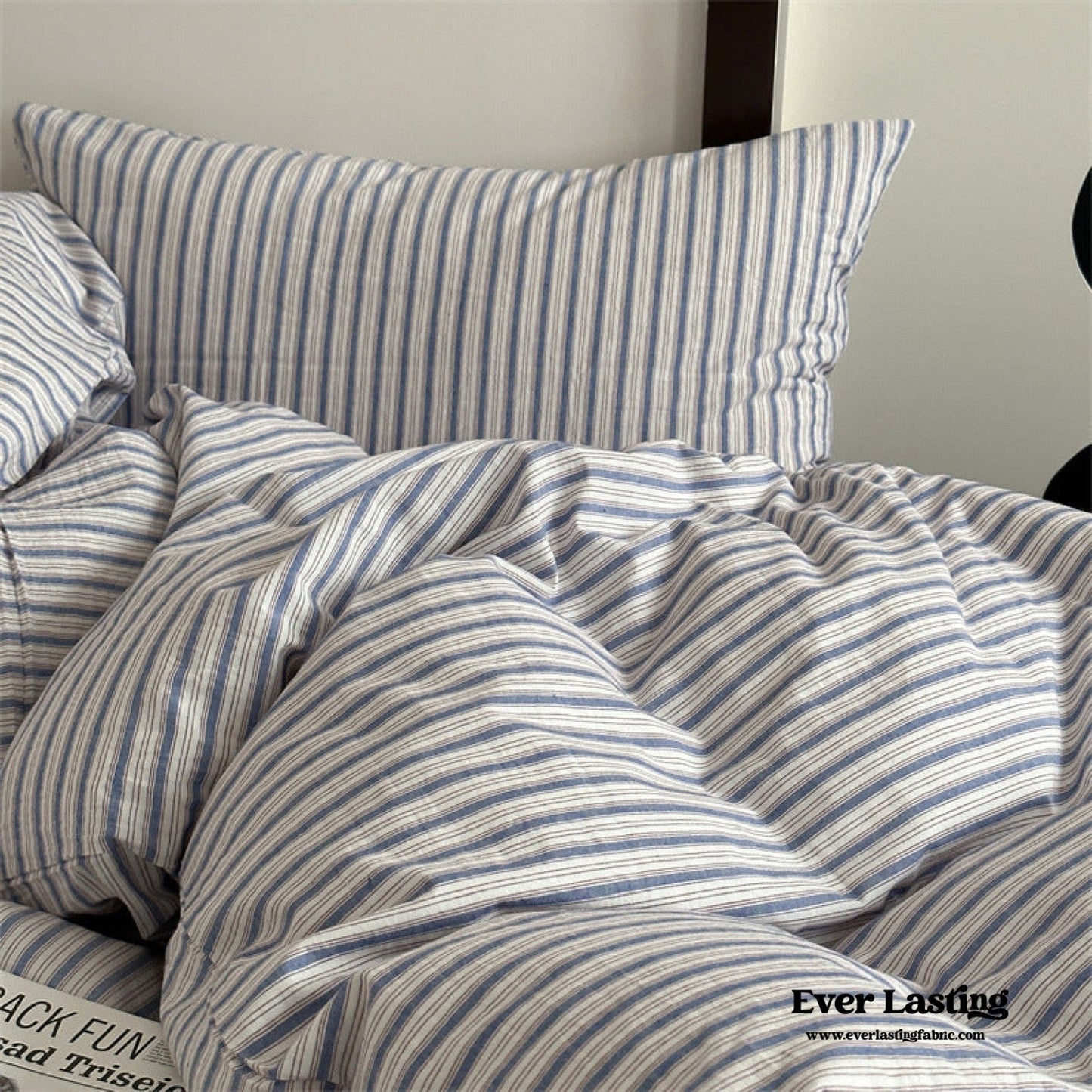 French Stripes Minimal Bedding Set / Green Yellow