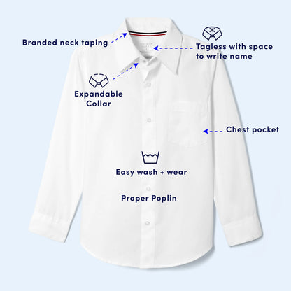 French Toast Boys' Expandable Collar Button Down Dress Shirt with Long Sleeves (Standard & Husky) 3T Light Blue - # BOAA11510004