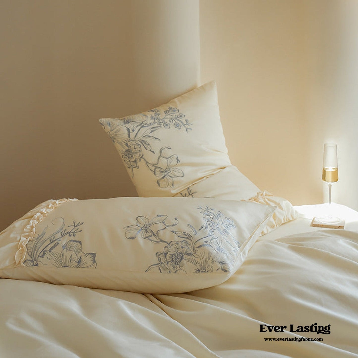French Vintage Long-Staple Cotton Ruffle Bedding Set