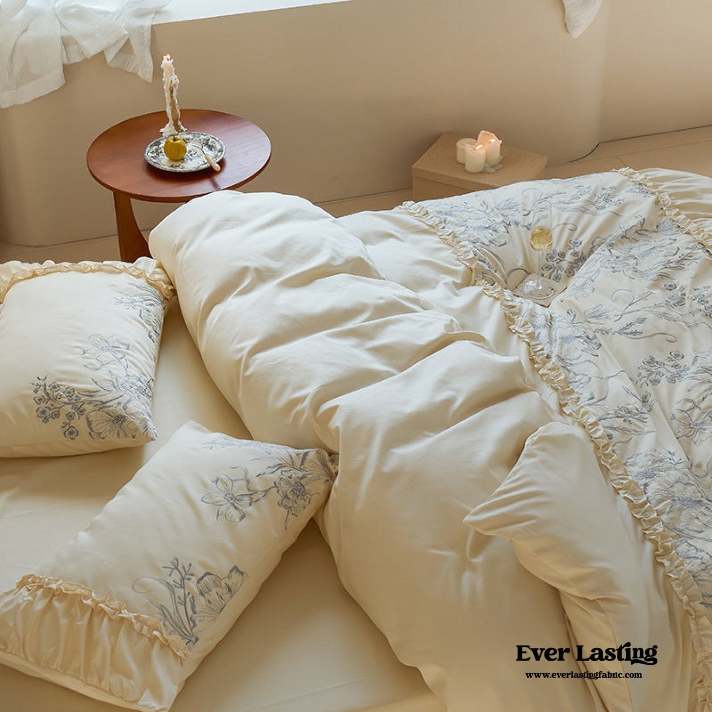 French Vintage Long-Staple Cotton Ruffle Bedding Set
