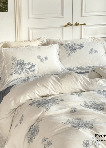 French White Lace Ruffle Bedding Set