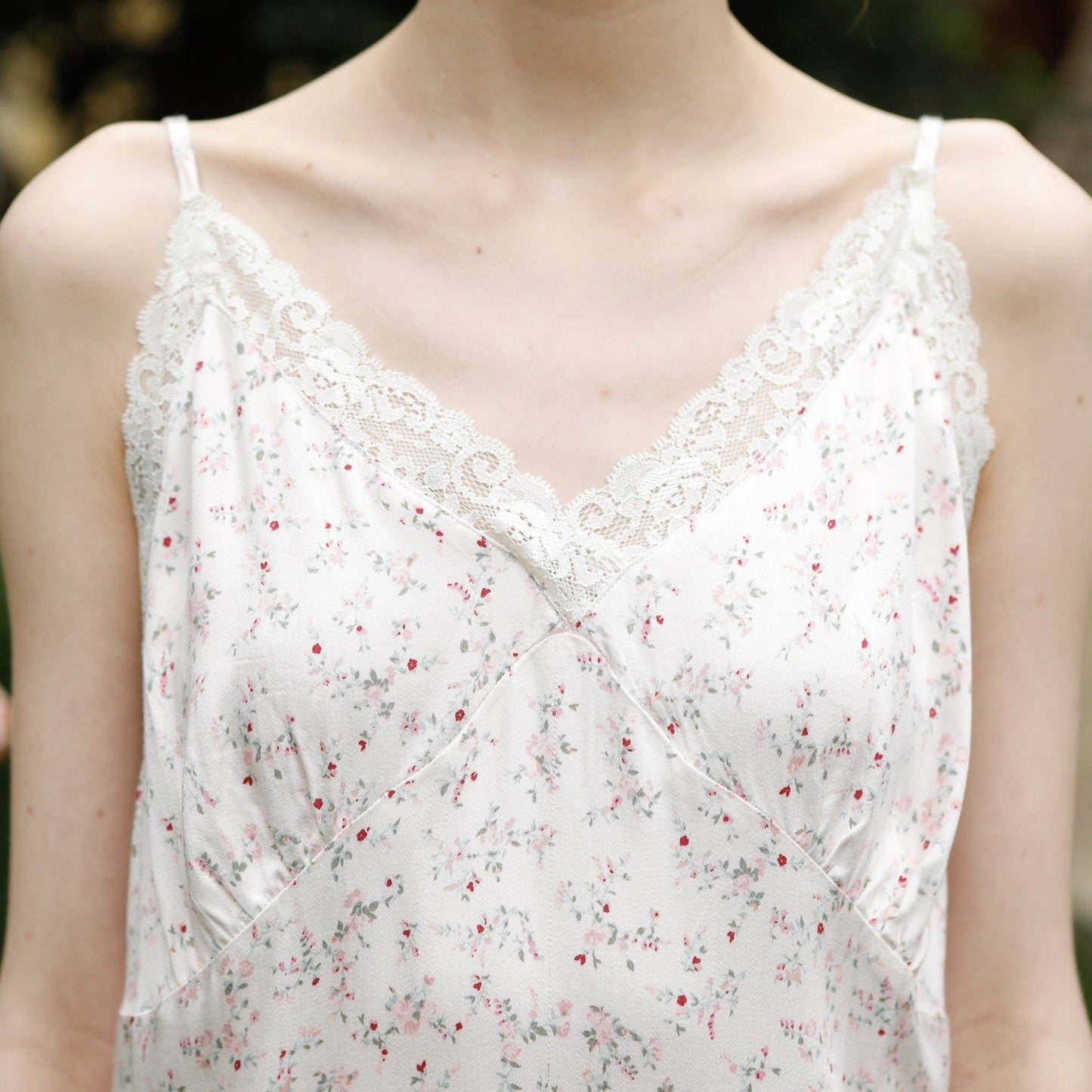 Fresh Floral Nightgown Pajama Dress / White