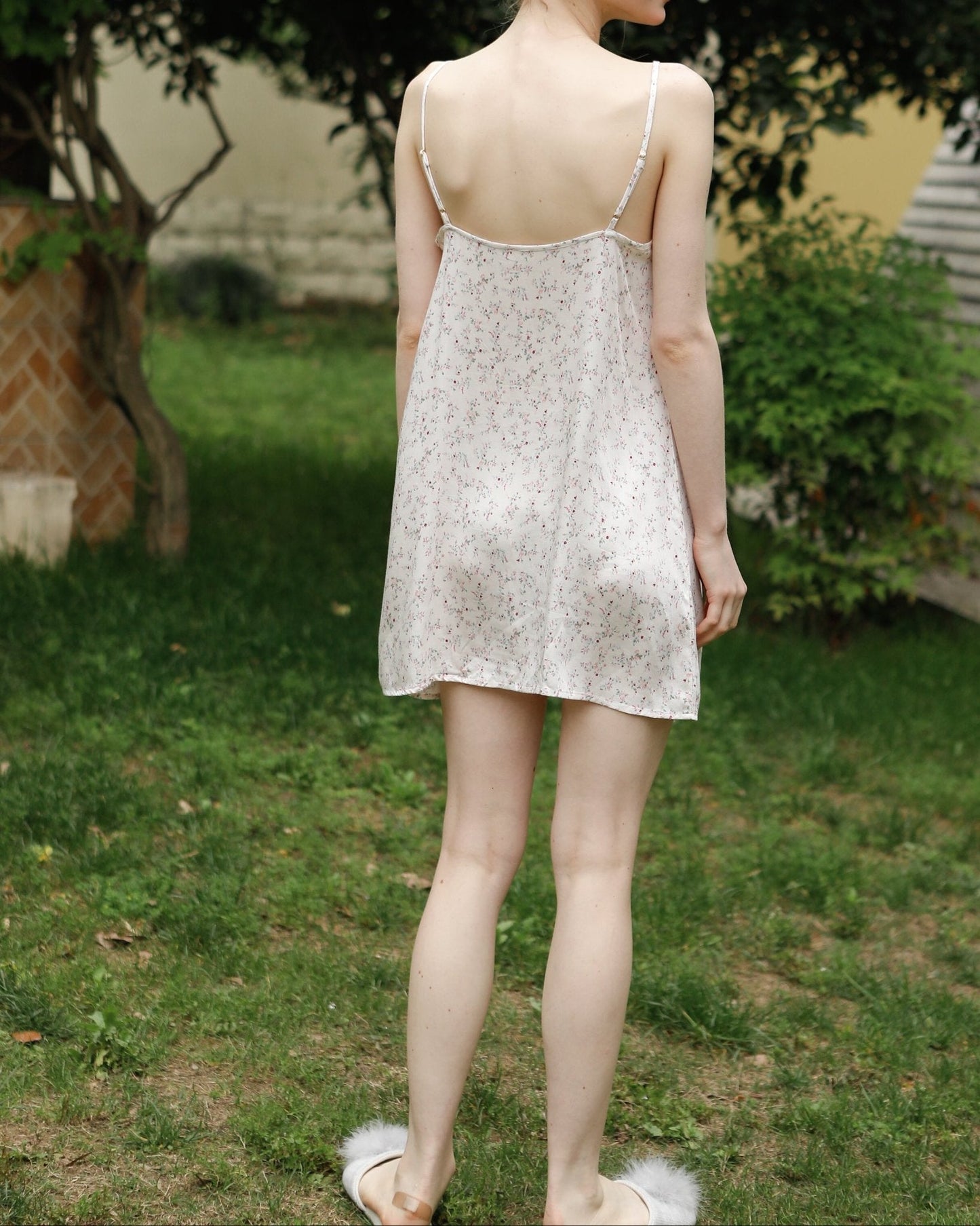 Fresh Floral Nightgown Pajama Dress / Yellow Floral