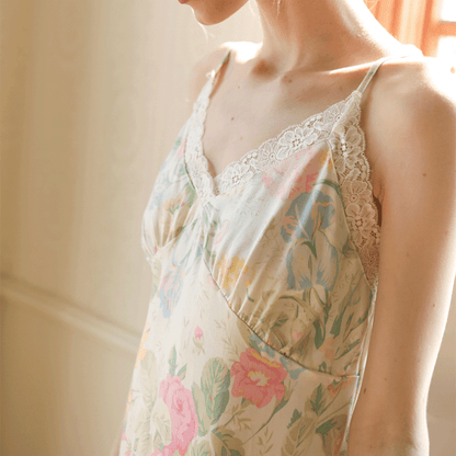 Fresh Floral Nightgown Pajama Dress / Pink Floral