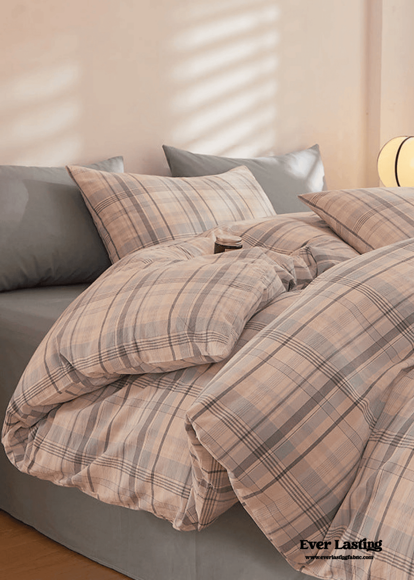 Fresh Plaid Washed Cotton Bedding Set